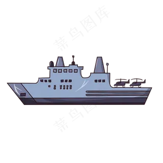 卡通蓝色航母插图