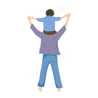 父亲和孩子骑脖子手绘装饰图案