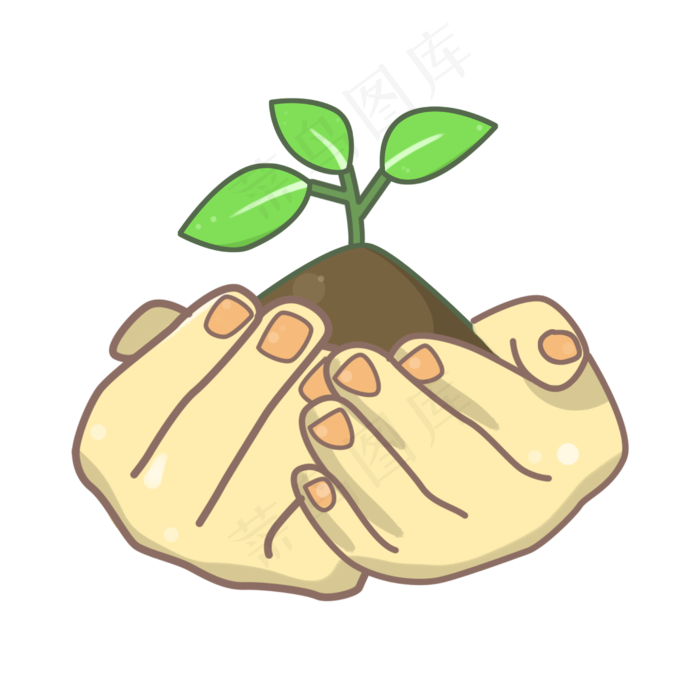 可爱手捧土壤幼苗