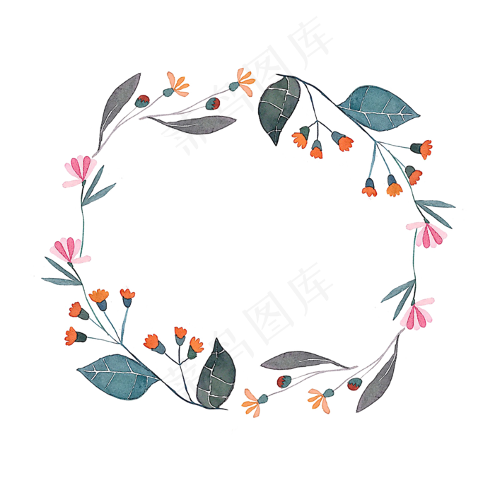 唯美水彩花朵边框(2000X2000(DPI:300))psd模版下载
