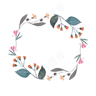 唯美水彩花朵边框