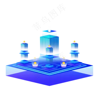 2.5d金融科技办公楼可商用元素,免抠元素
