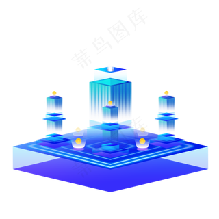 2.5d金融科技办公楼可商用元素,免抠元素