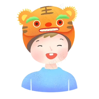 卡通戴虎帽小孩
