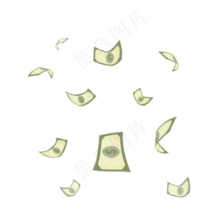 漂浮素材金融理财纸币手绘卡通电,免抠元素