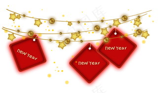 新年元旦红色文字框,免抠元素
