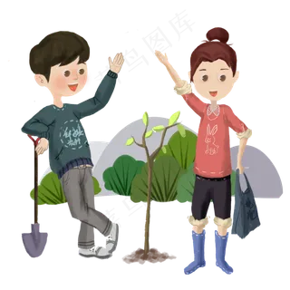植树节开心的小孩