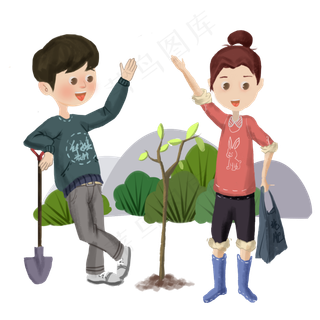植树节开心的小孩