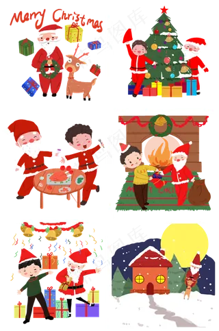 手绘喜庆圣诞合集,免抠元素