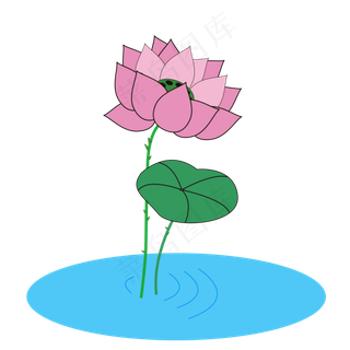 创意手绘风荷花可商用元素