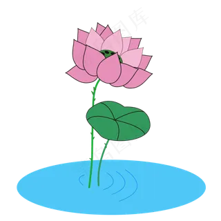 创意手绘风荷花可商用元素
