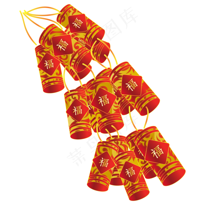 新年鼠年鞭炮装饰,免抠元素(2000*2000px 300 dpi )ai矢量模版下载