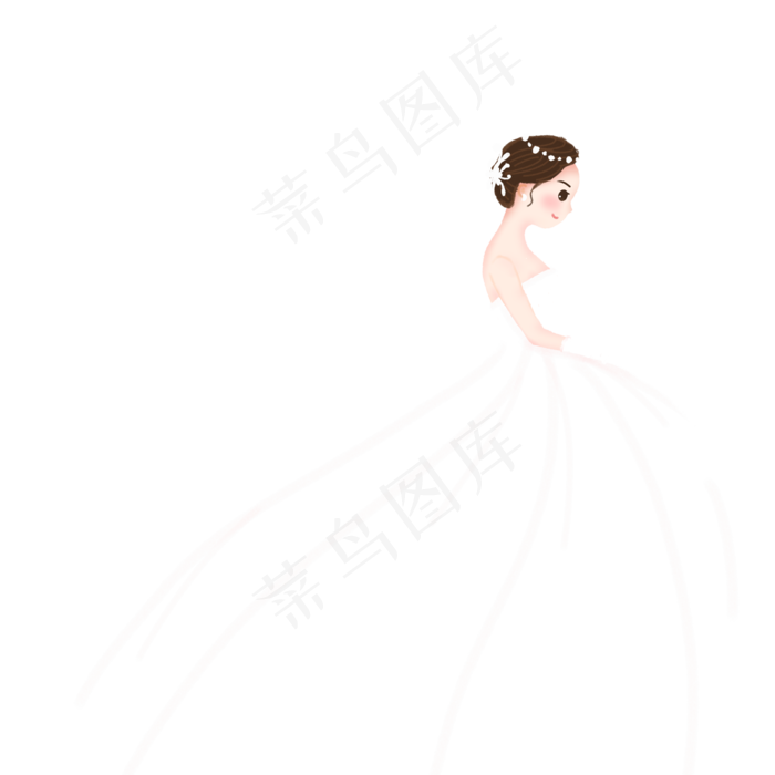 洁白婚纱新娘装饰元素,免抠元素