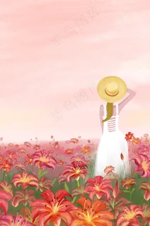 在花海里眺望的少女 在花海里眺望的少女