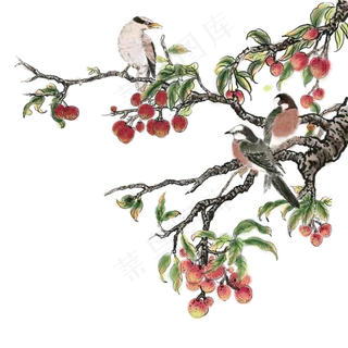 水墨花鸟花枝,免抠元素 水墨花鸟花枝,免抠元素