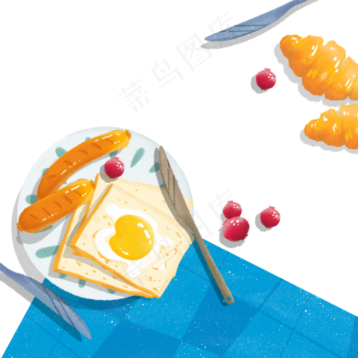 下午茶爱心面包餐桌装饰早午餐,免抠元素