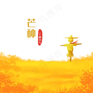 芒种稻田里的稻草人