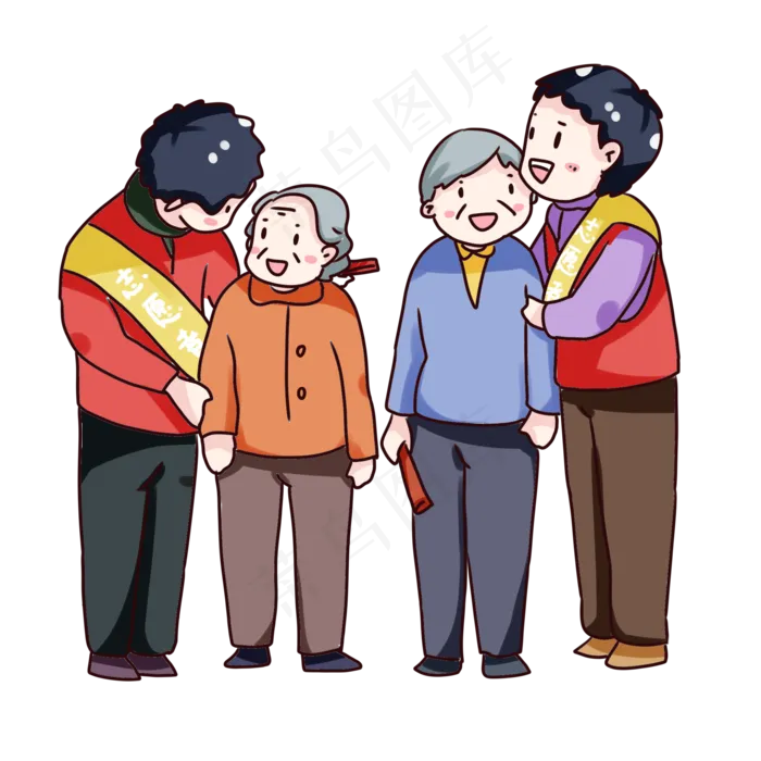 手绘卡通志愿者做公益,免抠元素(2000*2000px 300 dpi )psd模版下载