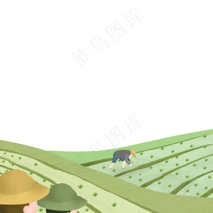 卡通绿色的稻田和植物(2000X2000(DPI:300))psd模版下载