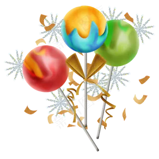 彩色棒棒糖和雪花,免抠元素