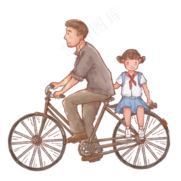 骑着自行车的父亲