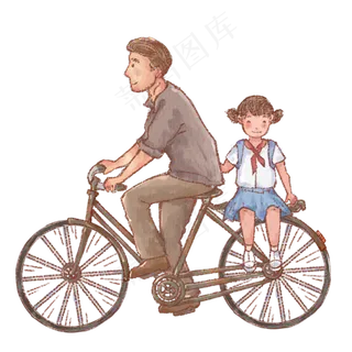 骑着自行车的父亲
