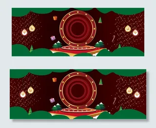 绿色清新卡通圣诞节促销电商banner