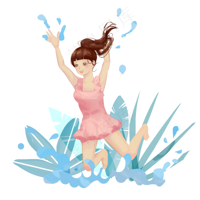 潜水乘凉女孩(3000X3000(DPI:300))psd模版下载