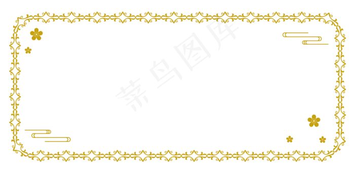 新春浅金色古典花纹矢量边框设计,免抠元素(6188*3011px)ai矢量模版下载