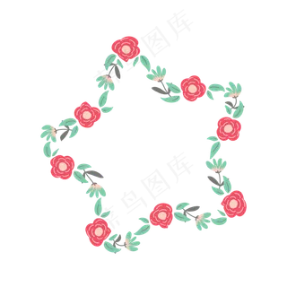 矢量卡通扁平化花卉玫瑰边框