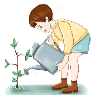 植树节浇水的女孩