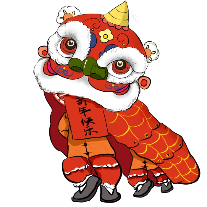鼠年新春舞狮,免抠元素