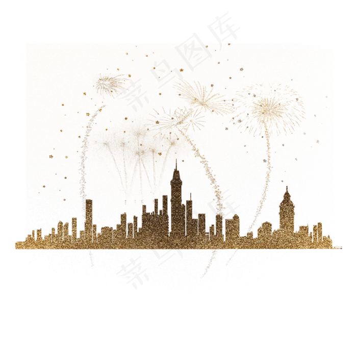 金粉星光烟花城市元素,免抠元素(2000X2000(DPI:300))psd模版下载