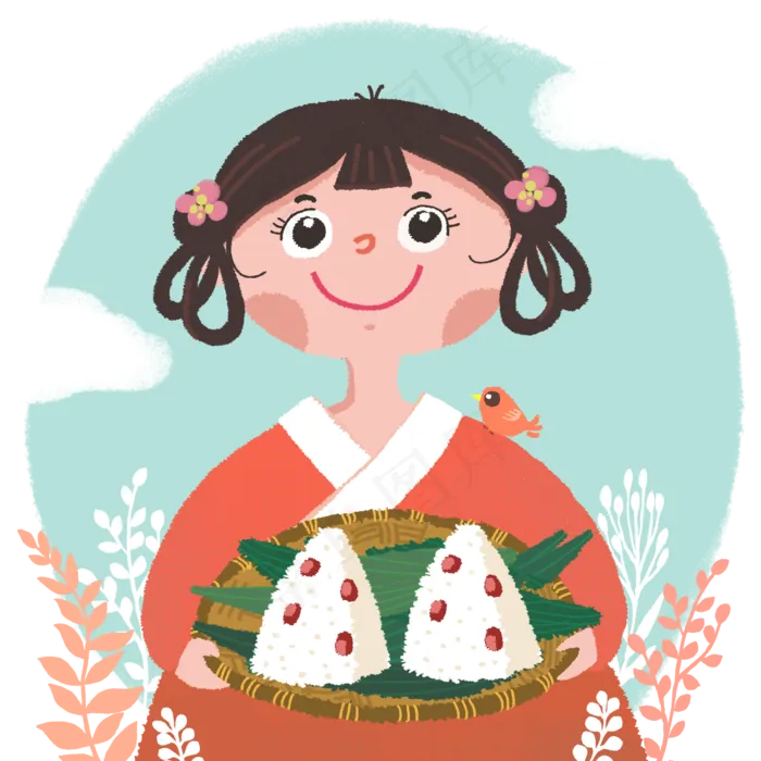 穿汉服的小女孩端粽子(2480X2480(DPI:300))psd模版下载