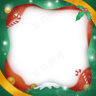 圣诞节雪花彩带剪纸边框,免抠元素