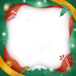 圣诞节雪花彩带剪纸边框,免抠元素