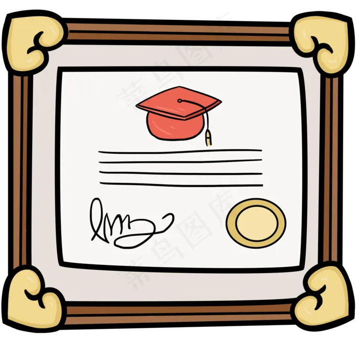 卡通复古毕业证书奖状(2000X2000(DPI:300))psd模版下载