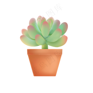 绿色植物手绘多肉植物,免抠元素