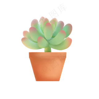 绿色植物手绘多肉植物,免抠元素
