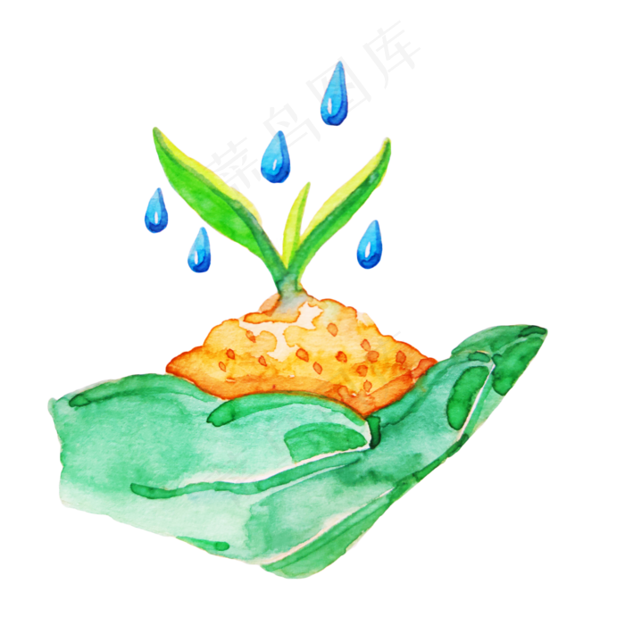 植树节树苗和雨滴