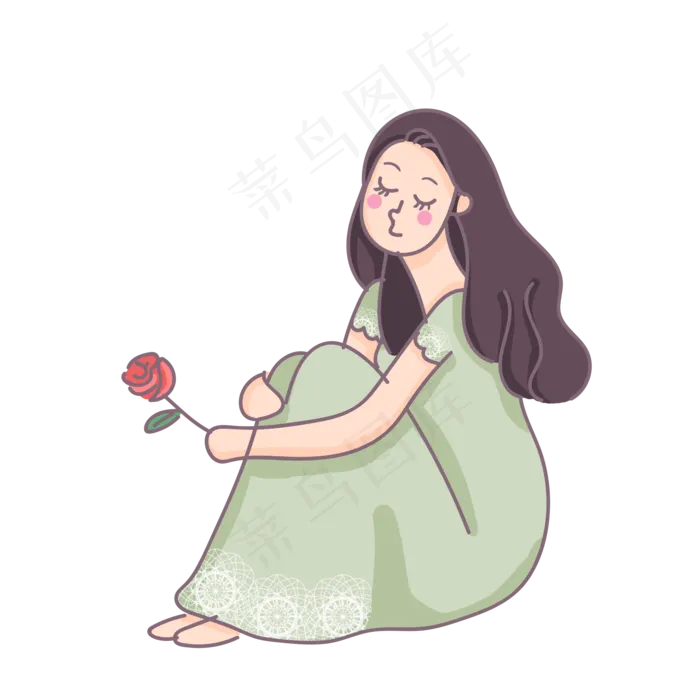 七夕情人节玫瑰花女孩裙子浪漫可(2000X2000(DPI:150))psd模版下载