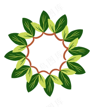 卡通绿色叶子花环
