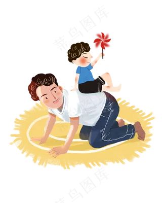 父亲节儿子坐在父亲背上png素材