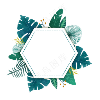 热带树叶边框PNG免抠素材