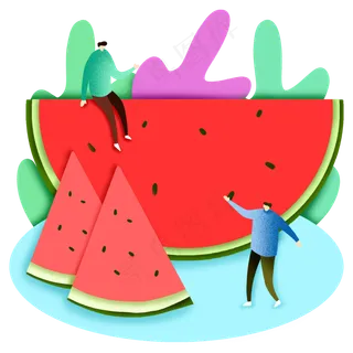 夏季剪纸风西瓜