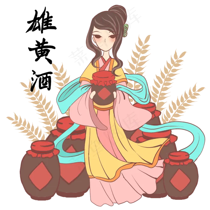 端午节美人与雄黄酒(2480X2480(DPI:299))psd模版下载