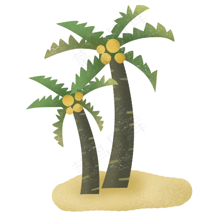 春天椰树椰子叶子绿色植物(2362X2362(DPI:300))psd模版下载