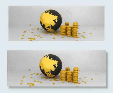 金色地球与金币金融行业配图