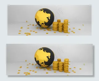 金色地球与金币金融行业配图