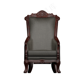 红木复古布艺软座椅正面,免抠元素